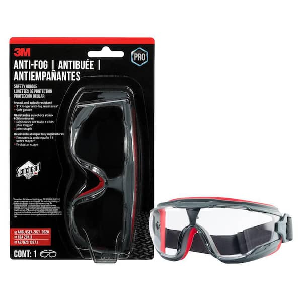 Anti-Fog Goggle with Scotchgard Protector, Gray, Clear Lens