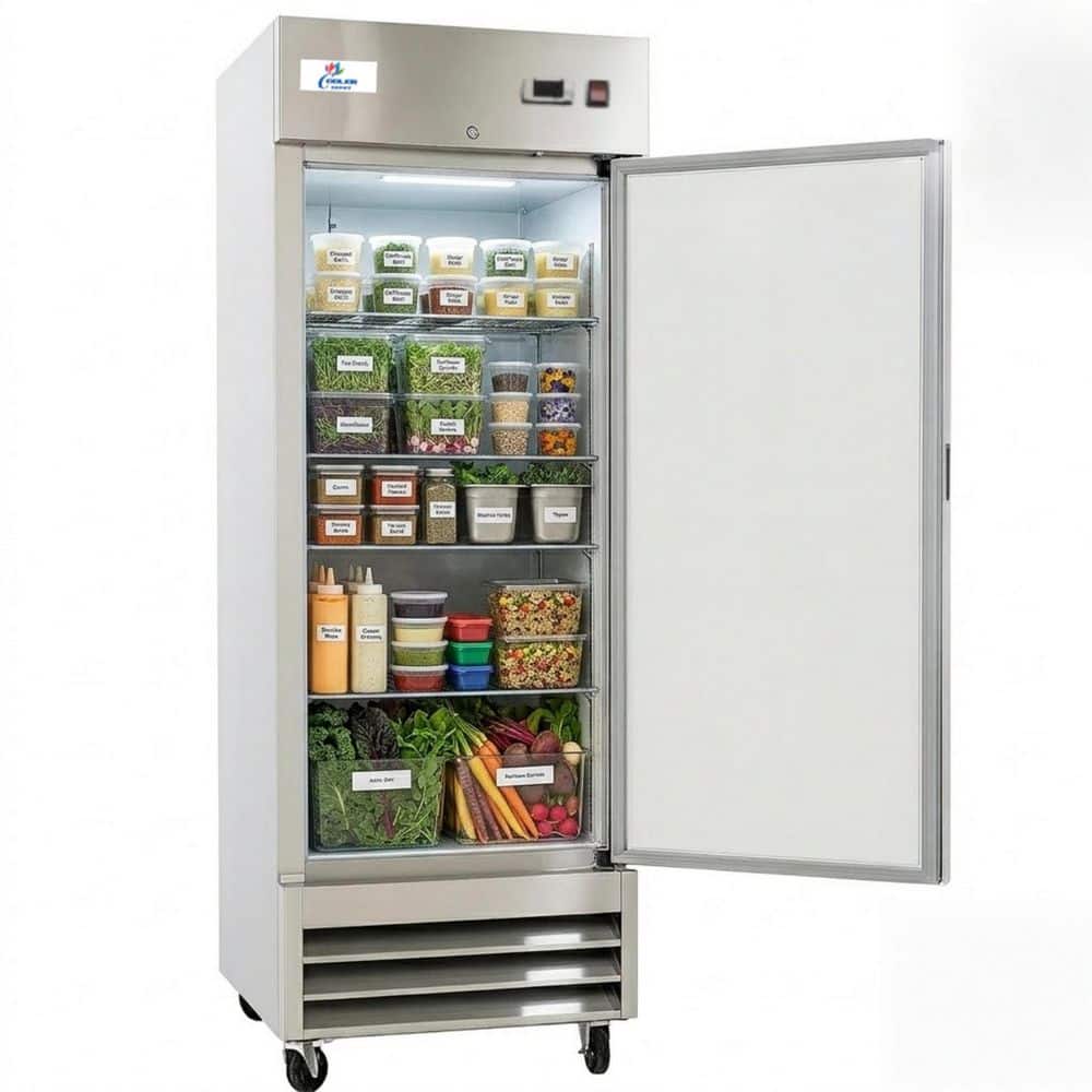 29 in. 23 cu. Ft. Commercial Single DoorÂ Auto/Cycle DefrostÂ Reach In Refrigerator in Stainless Steel