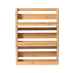 3 Shelf Bamboo Spice Rack with Ring Hangers - Beige