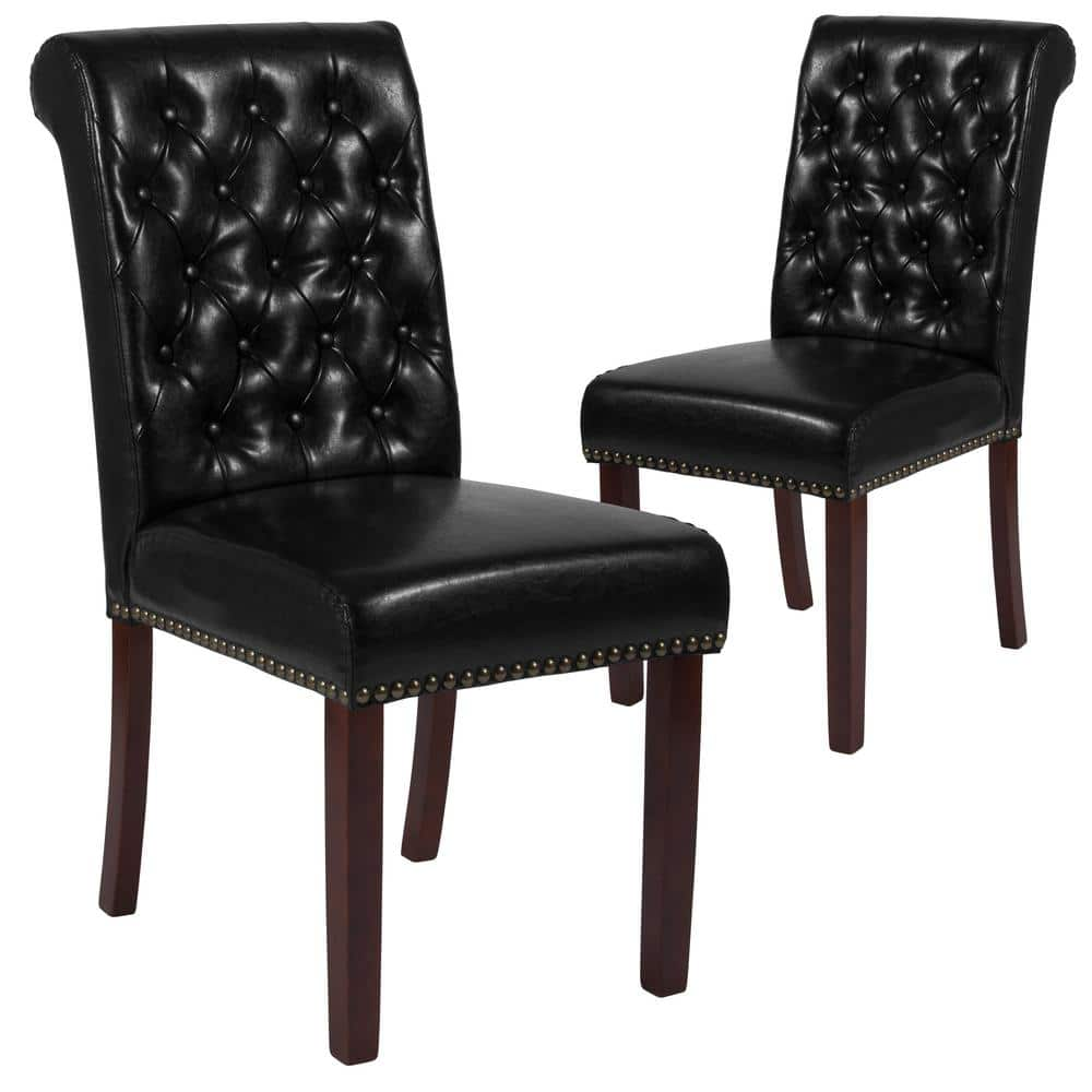 Carnegy Avenue Black Leather Dining Chairs (Set of 2) CGA-BT-228708-BL ...