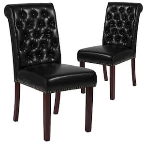 Black Leather Dining Chairs (Set of 2)