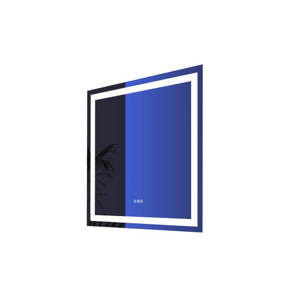 Heemli 36 in. W x 36 in. H Rectangular Frameless RGB LED Light and Anti