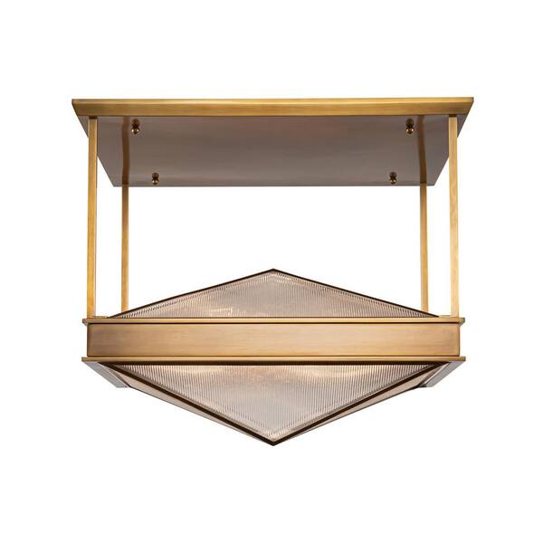 ALORA Cairo 19 in. 4 Light 40-Watt Ribbed Glass/Vintage Brass Semi-Flush Mount