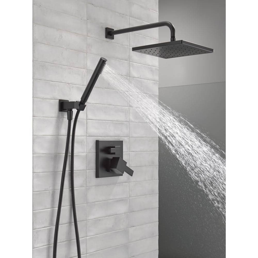 Matte Black Modern Raincan Square Shower System with Handheld Spray