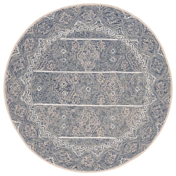Aspen 6 ft. x 6 ft. Blue/Beige Oriental Round Rug