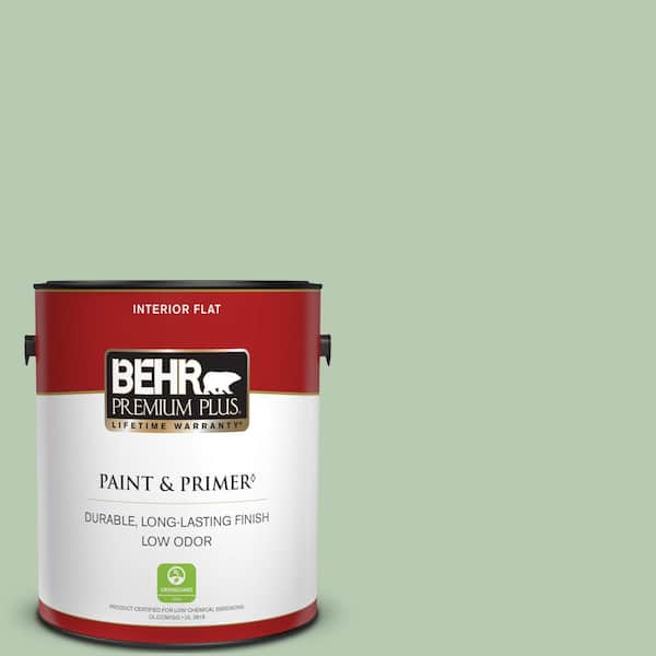 BEHR PREMIUM PLUS 1 gal. #S400-3 Healing Aloe Flat Low Odor Interior Paint & Primer