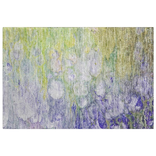 Dream Shag Premium Machine Washable Abstract ADS698 Blue 8 ft. x 8 ft. Round Rug