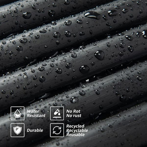 BLACK DESIGN ウッドポール Art3dwallpanels Rounded Fluted Matte Black 8-1/2 ft. x 1/2 ft. x 2