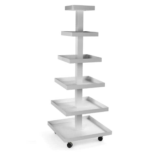 ホワイト 6つ収納シェルフ TRIPAR INTERNATIONAL, INC. White Rolling 6-Tier Metal Shelving