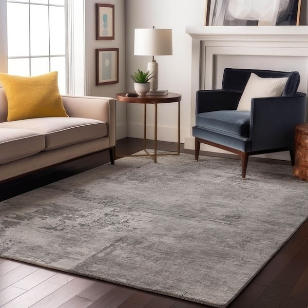 Mayfield Premium Machine Washable Abstract AMF1062 Gray 10 ft. x 14 ft. Area Rug