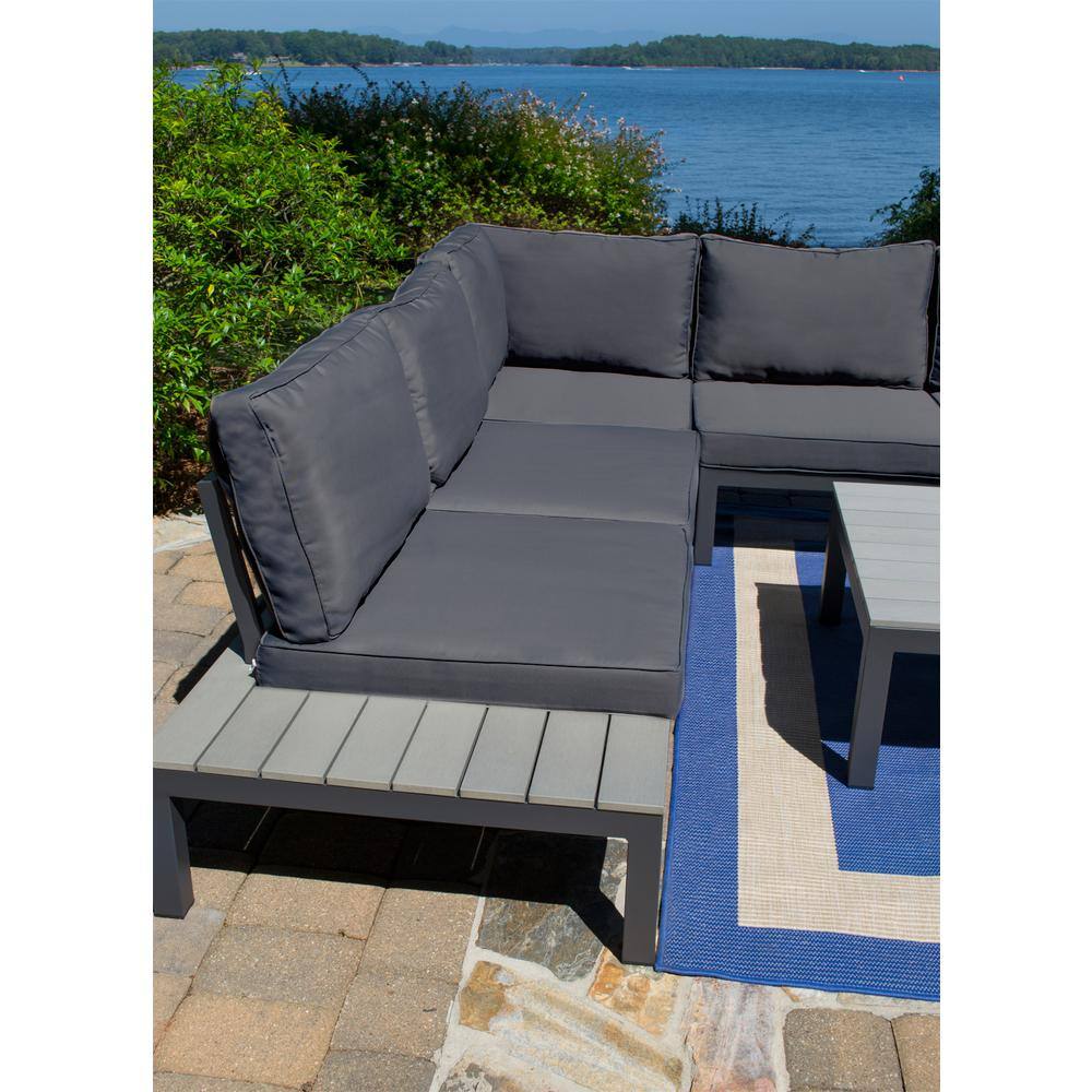 Lakeview 5-Person Outdoor Sectional Sofa with Charcoal Cushions