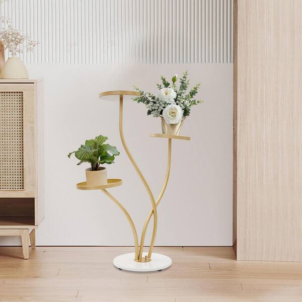 N.U.H Collection メタルプランターカートスタンドCIE-509 YIYIBYUS 37.4 in. H Modern 3-Tire Stylish Round Metal Indoor Plant