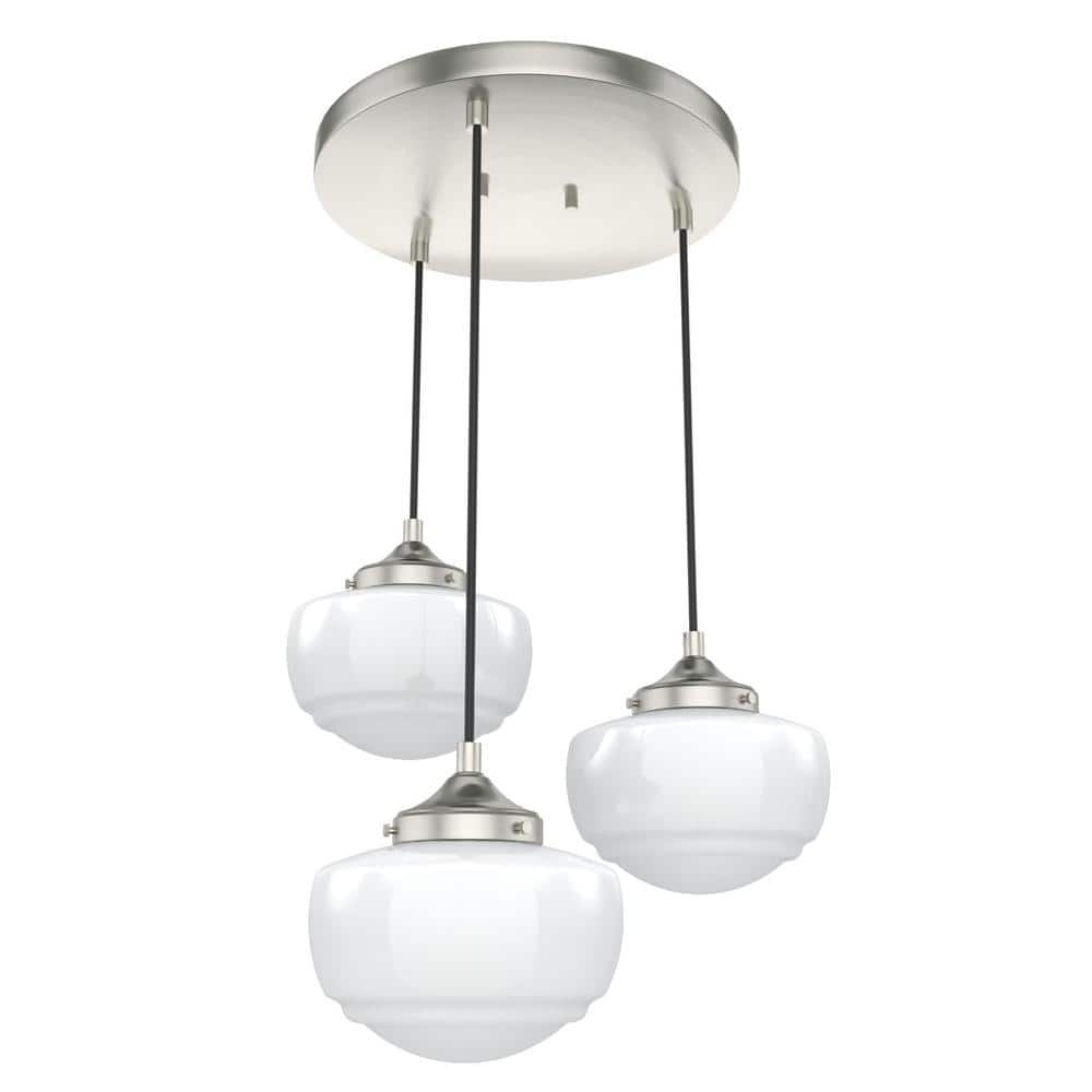 Saddle Creek Brushed Nickel 3-Light Schoolhouse Pendant