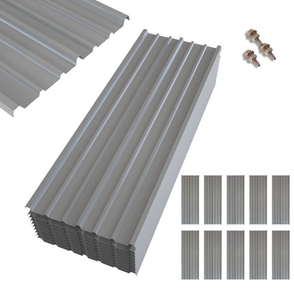 5.1 ft. x 1.4 ft. Galvanized Steel Corrugated Roof Panel with Steel Screws for Pergola, Gazebo and Shed (10-Pack) price history on PriceWatchPro