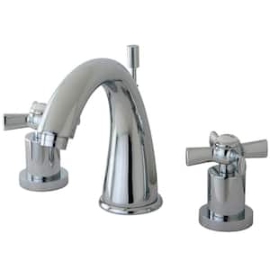 Millennium 8 in. Widespread 2-Handle Bathroom Faucets with Brass Pop-Up in Polished Chrome