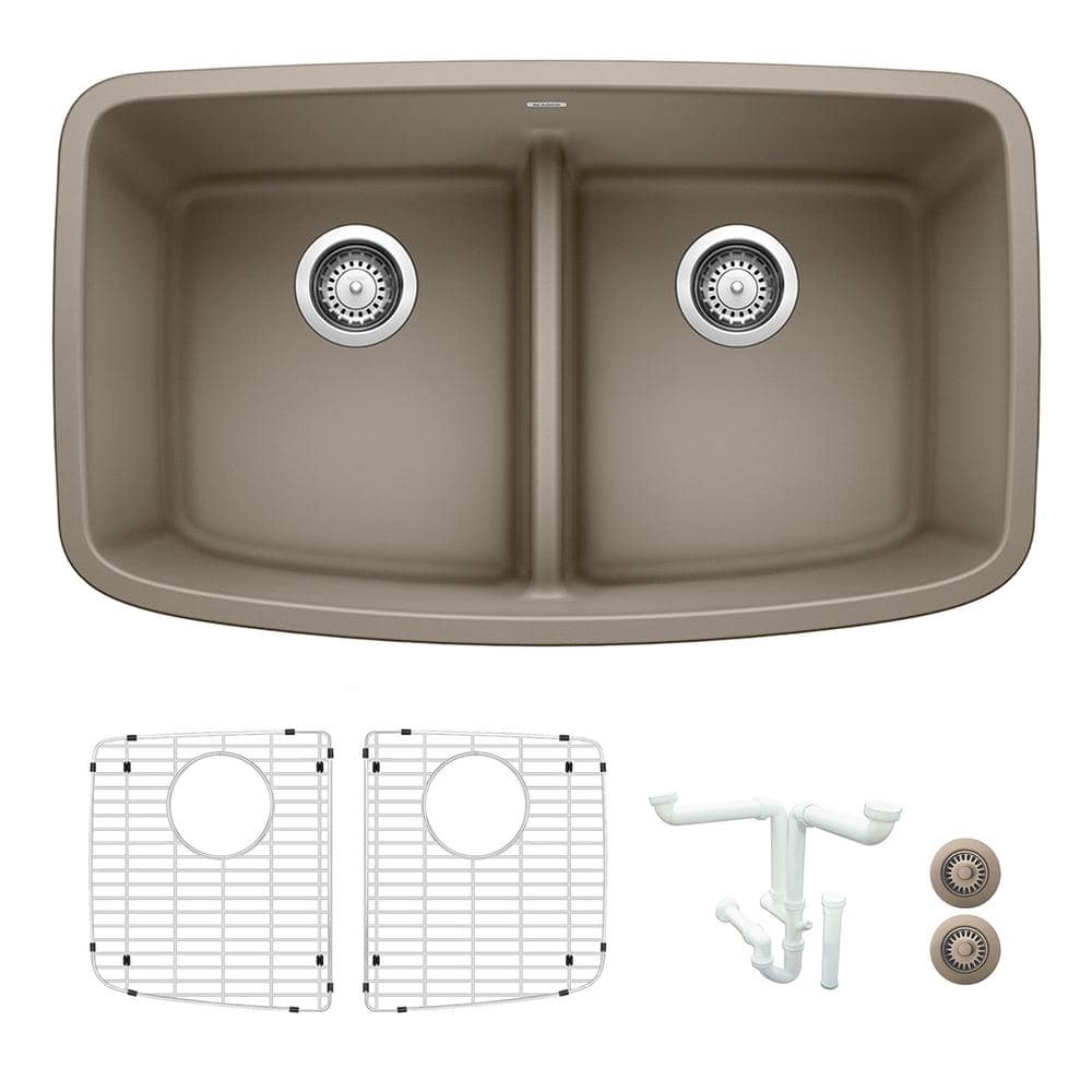 Valea 32 in. Undermount Double Bowl Truffle Granite Composite Kitchen Sink 