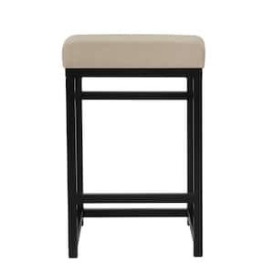 24 in. Light Tan Backless Metal Counter Stool Counter Stool