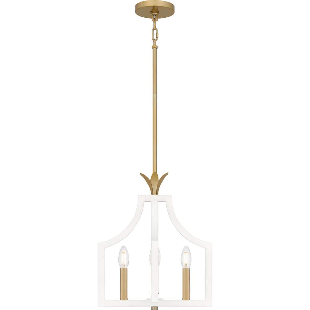 Matte White and Gold 4-Light Pendant Ceiling Light