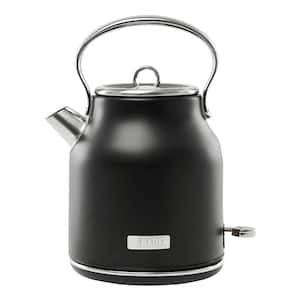 Heritage 1.7 l 7-Cup Black and Chrome Cordless Stainless Steel Retro Electric Kettle with Auto Shut-Off