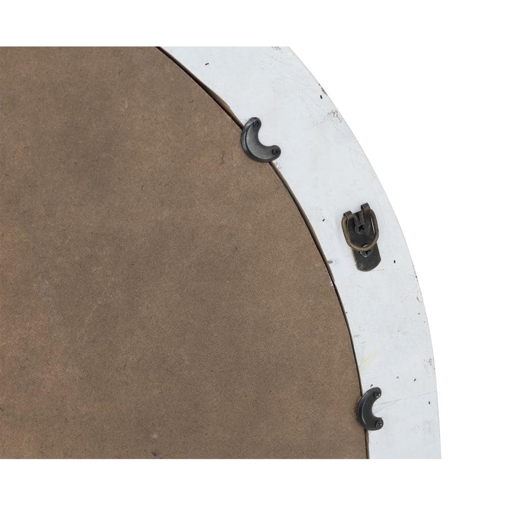 Distressed White and Gold Arched Wood Wall Mirror