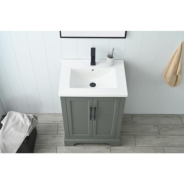 Vanity Art Vannes 24 in. W x 18 in. D x 34.5 in. H Single Sink Bathroom Vanity in Vintage Green with Ceramic Top