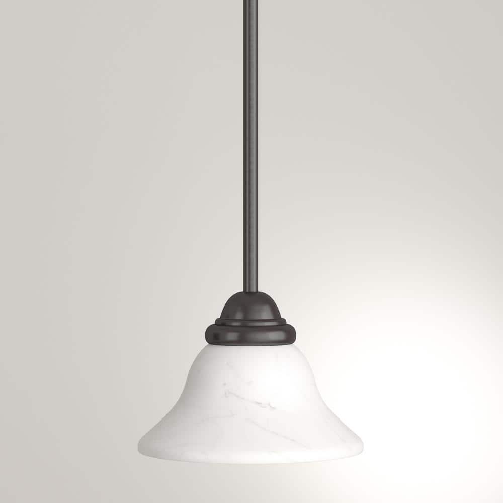 Textured Black Mini Pendant with Alabaster Glass Shade