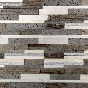 Timber Pale Moon Gray 11.81 in. x 23.62 in. x 10mm Wood Mosaic Wall Tile (1.93 sq. ft.)