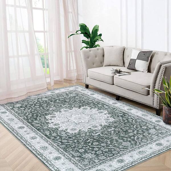 1pc Boho Kitchen Rug, Round Soft Carpet Mat, TPR Non-slip Backing Rugs Mat,  Area Rugs For Living Room, Throw Bedroom Rug, Floral Print Dinning Room Ru