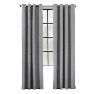 Maya Grey Polyester Smooth 52 in. W x 108 in. L Grommet Indoor Blackout Curtain (Single Panel)