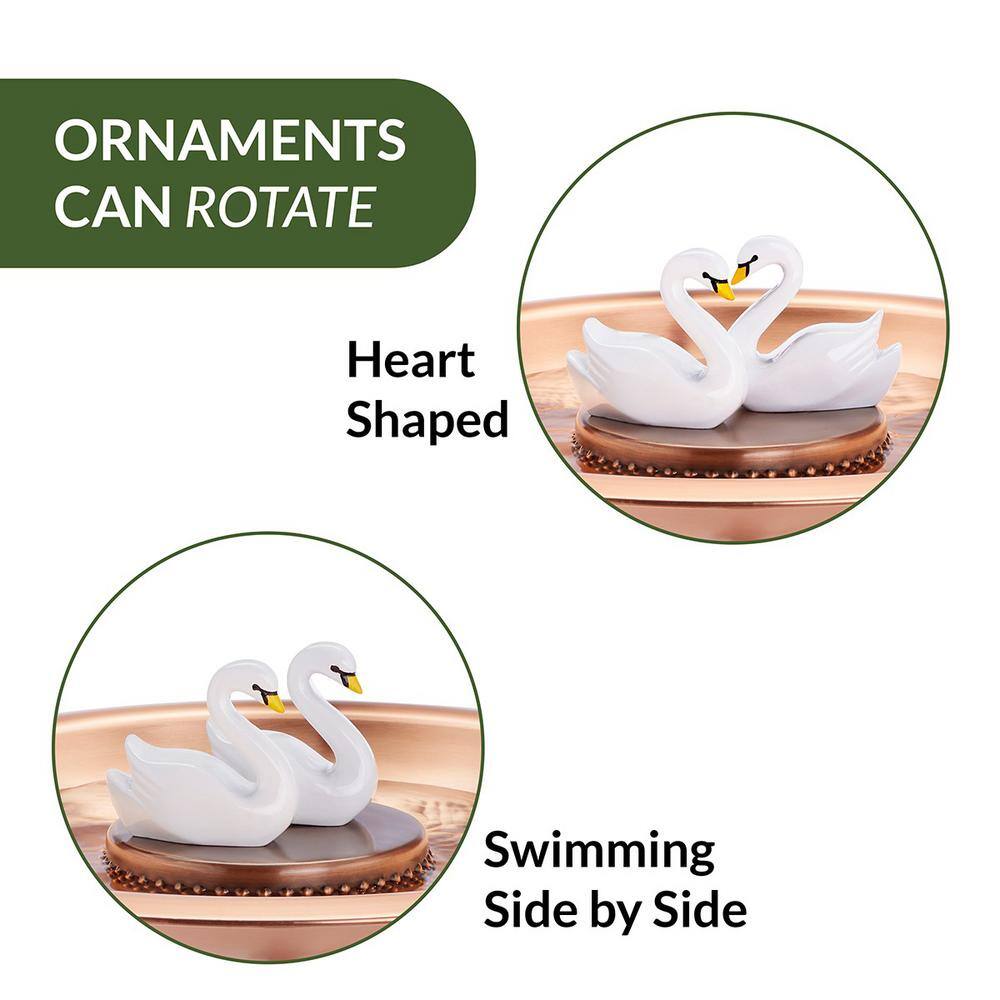 Elegant Copper Bird Bath with Swan Accents and Stand