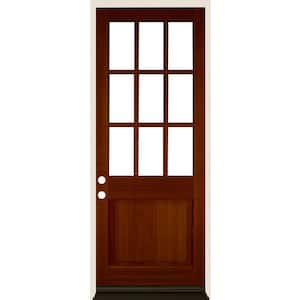 36 in. x 96 in. 9-Lite with Beveled Glass Right Hand English Chestnut Stain Douglas Fir Prehung Front Door