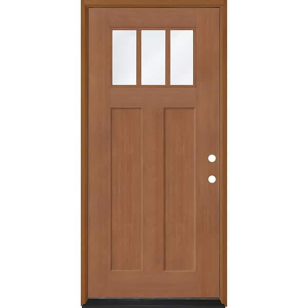 Regency 36 in. x 80 in. 1/4 TopL 3SDL Clear Glass LHIS AutumnWheat Fir Fiberglass Prehung Front Door with 4-9/16 Jamb
