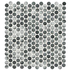 Penny Round Grigio Mix 12 in. x 13 in. x 6 mm Glazed Ceramic Mesh-Mounted Mosaic Tile (14.36 sq. ft. / case)