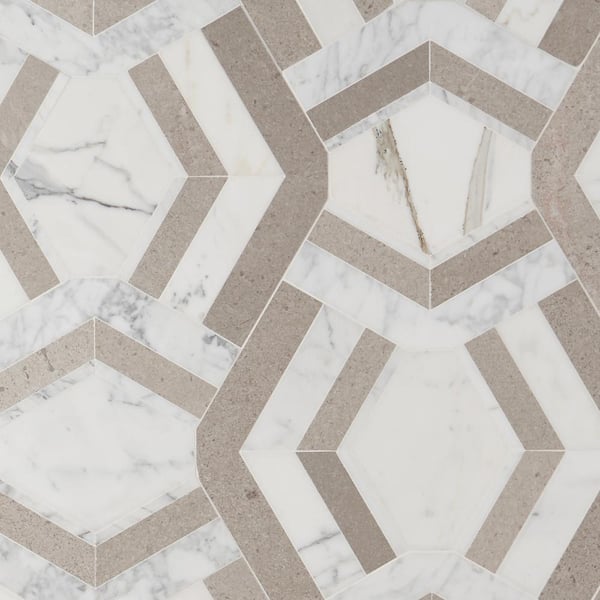 Ivy Hill Tile Tenor Cream 8 in. x 0.39 in. Polished Marble Mosaic Tile Sample