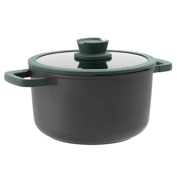 BergHOFF Forest 10 in., 5.9 qt. Cast Aluminum Nonstick Stockpot in Gray with Glass Lid