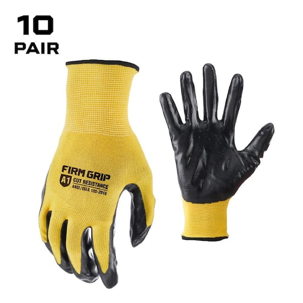 Large Nitrile Coated Work Gloves (10 Pack)