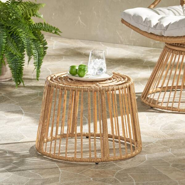 ITOPFOX Outdoor Dining Side Table Decor Rattan Polyethylene