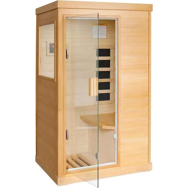 Moray 1-Person Indoor Hemlock Infrared Sauna with 5 Far-Infrared Carbon Crystal Heaters