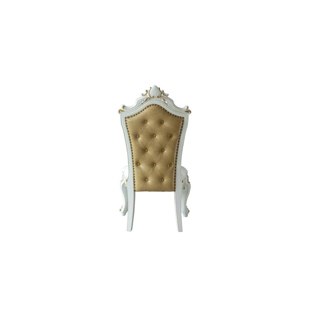 Elegant Beige Faux Leather Upholstered Side Chair with Queen Anne Legs