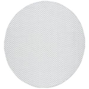 Bermuda Light Blue/Cream 7 ft. x 7 ft. Round Chevron Geometric Indoor/Outdoor Area Rug