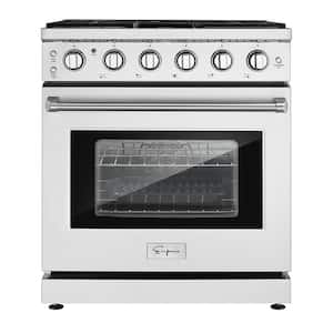 30 in. 4.5 cu. ft. Single Oven Freestanding Gas Range with 5 Burners in. Stainless Steel with Storage Drawer