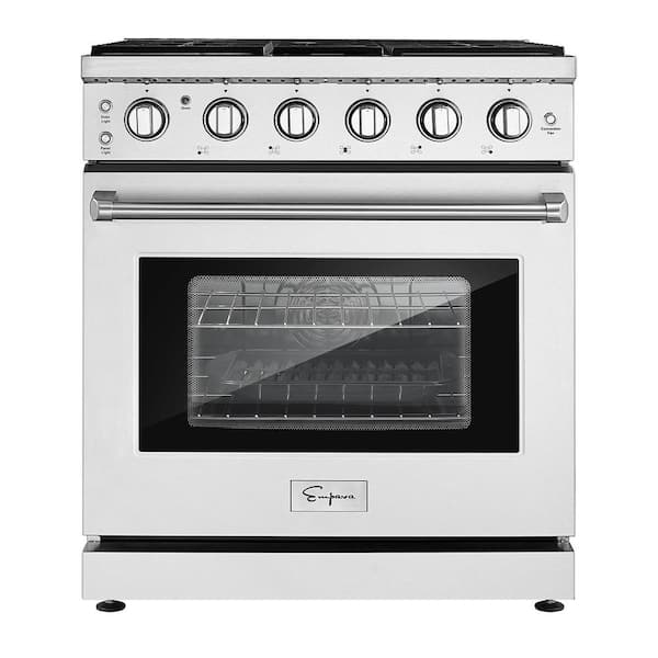 Empava 30 in. 4.5 cu. ft. Single Oven Freestanding Gas Range with 5 Burners in. Stainless Steel with Storage Drawer