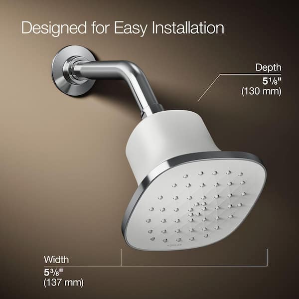 KOHLER Cinq Square 1-Spray Filtered Showerhead with 1.75 GPM 5.125