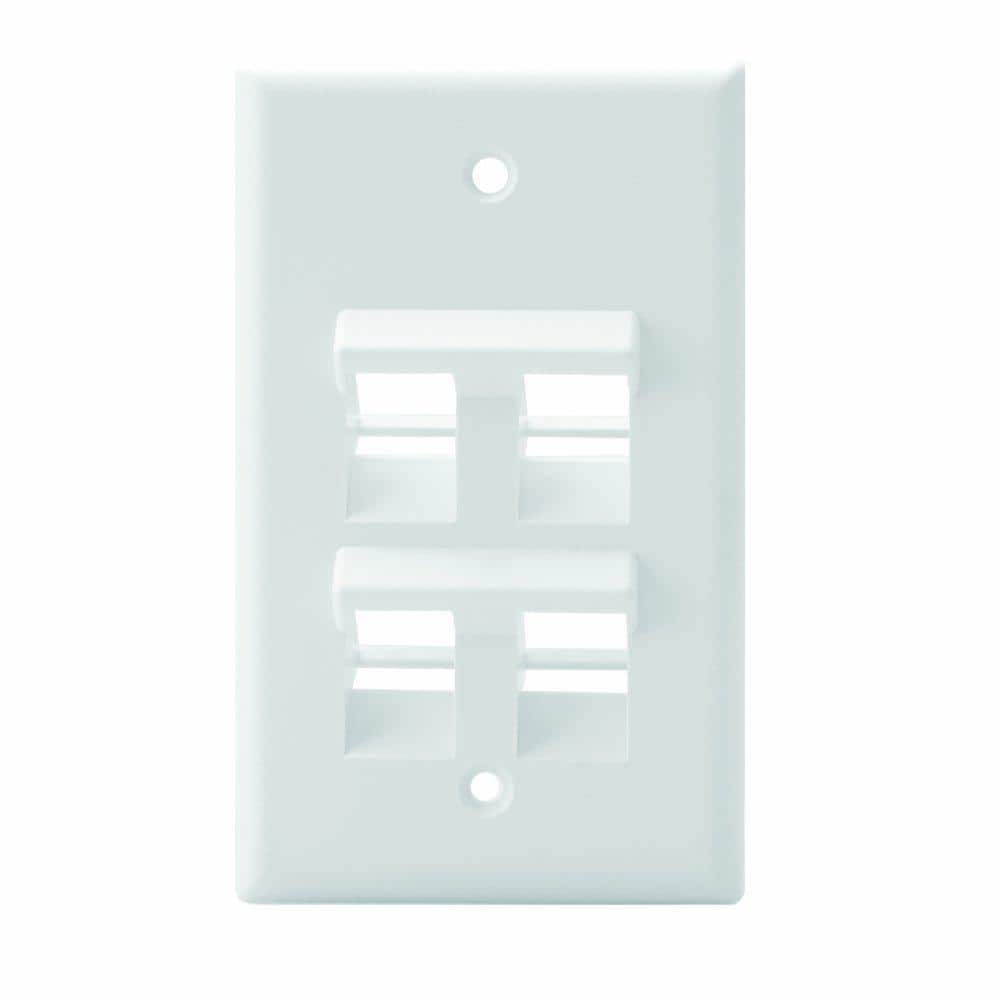 White Single Gang Angled QuickPort Wall Plate