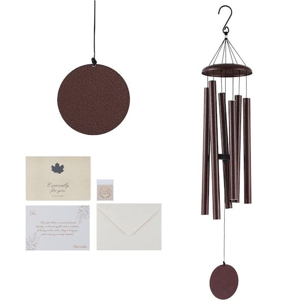 Outdoor Wind Chimes, 45 in., Rich Sound Wind Chimes with 6 Tubes, Distinctive Large Commemorative Wind Chimes, Bronze