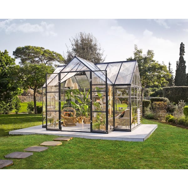 Victory Orangery 10 ft. x 12 ft. Gray/Clear Garden Chalet Solarium/ Greenhouse and Conservatory