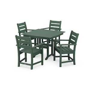 Grant Park 5-Piece Farmhouse Plastic Outdoor Patio Arm Chair Dining Set in Green