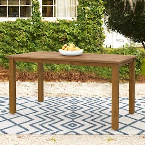 60.in Teak 6-Person Plastic Wood Indoor-Outdoor Compatible Rectangular Outdoor Dining Table
