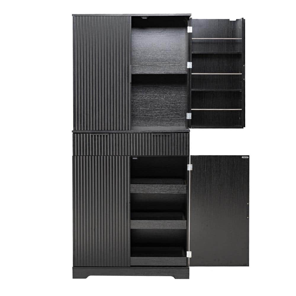 72" Kitchen Pantry Cabinet with 3 Drawers, 6 Door Shelves Adjustable and Cupboard Storage Cabinet