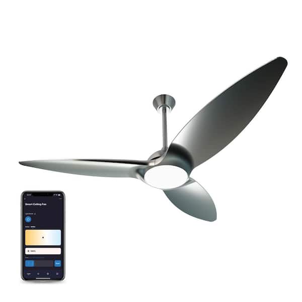 atomi smart Smart WiFi 60 in. 3 Blade Integrated LED Outdoor Polycarbonate Smart Ceiling Fan with Remote and App Control